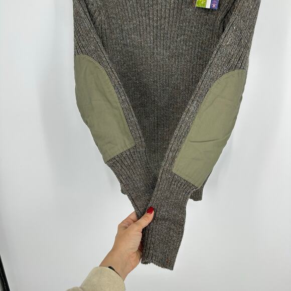 British Wool Mens L Pure Wool Sweater Slim Fit Green Ribbed Knit Crew Neck - Picture 8 of 12